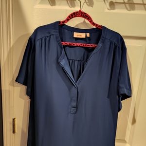 Short sleeve blouse, EVRI, Navy, New, 4x